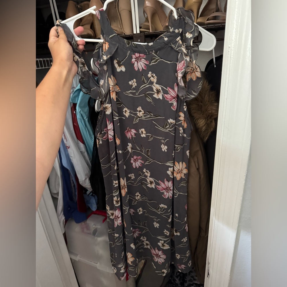 Xhilaration grey floral off the shoulder Dress